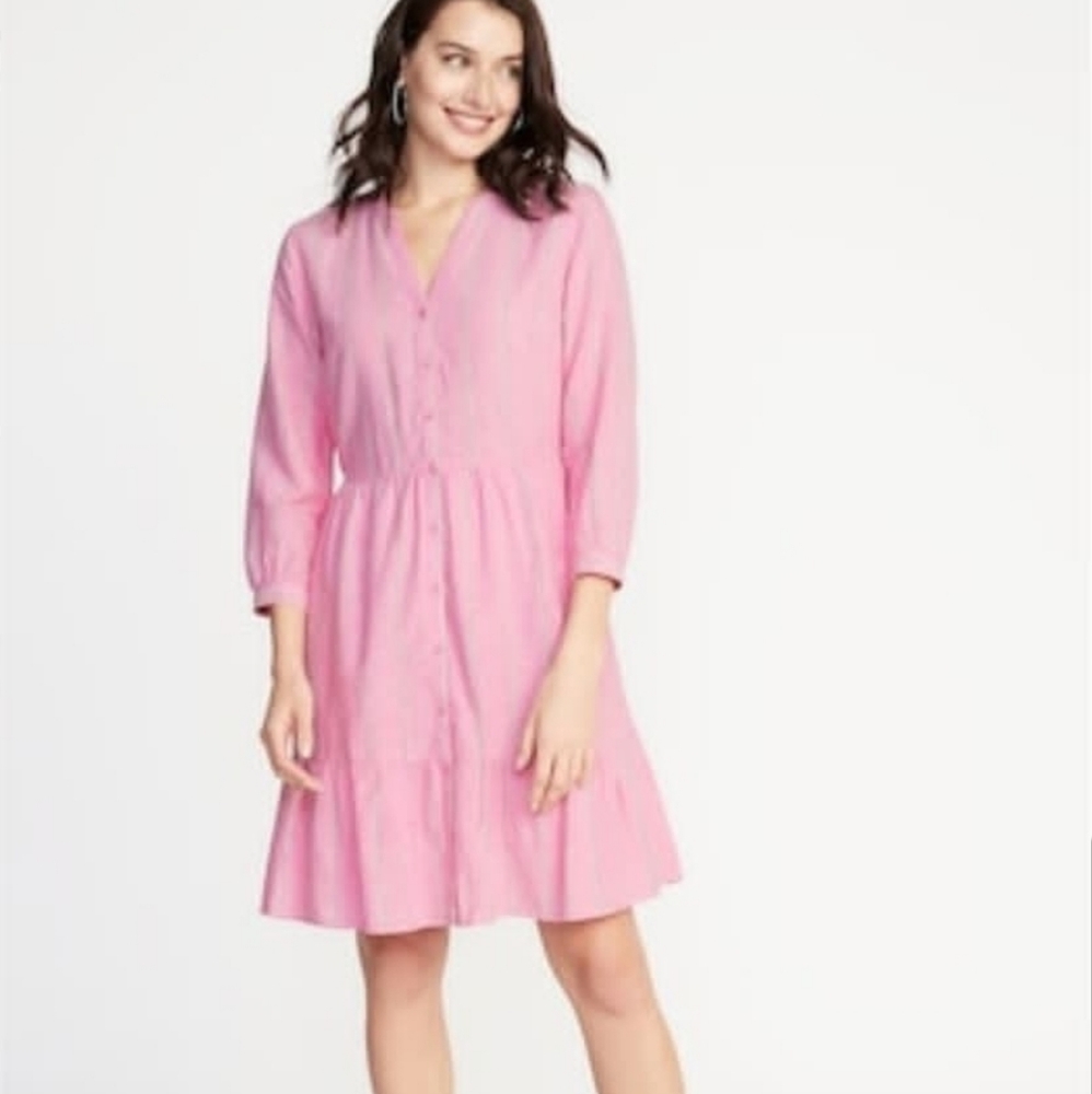 Pink button down dress